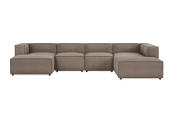 Andrarum U-Sofa-Cubo 5-seters U-formet Dyp Modulsofa med Divan og Sjeselong i Fløyel Grey