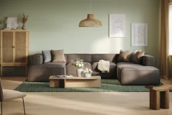 Andrarum U-Sofa-Cubo 5-seters U-formet Dyp Modulsofa med Divan og Sjeselong i Fløyel Grey