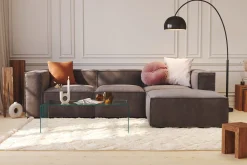 Andrarum Velour Sofa & Fløyel Sofa|Sofa Med Sjeselong-Cubo 4-seters Vendbar L-formet Dyp Modulsofa med Divan i Fløyel Grey