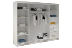 Vegghengt Oppbevaring|Knaggerekke-Cyria Garderobe med romslig Oppbevaring og Skyvedører med Speil 200x215 cm Svart