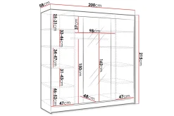 Garderober & Garderobesystem-Cyria Garderobe med Speil 200x215 cm Brun/Hvit