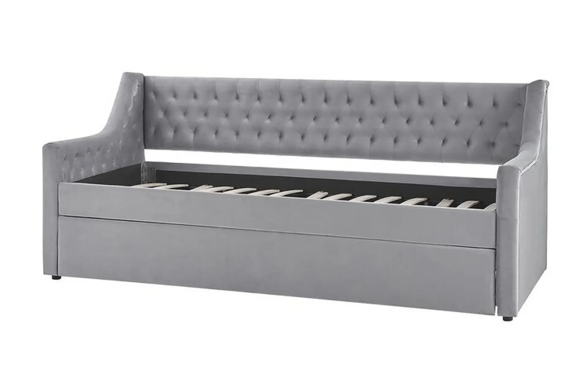 Velour Sofa & Fløyel Sofa-Dagseng 90 x 200 cm fløyel grå MONTARGIS Grey