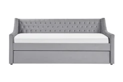 Velour Sofa & Fløyel Sofa-Dagseng 90 x 200 cm fløyel grå MONTARGIS Grey