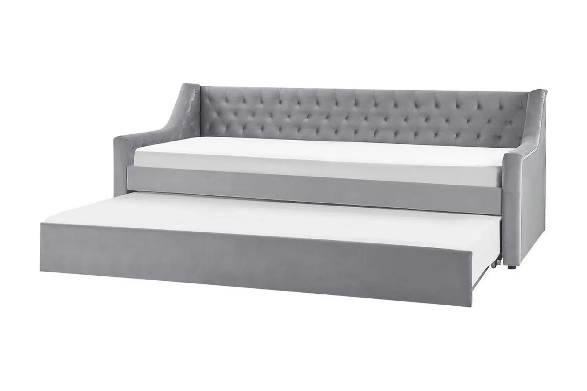 Velour Sofa & Fløyel Sofa-Dagseng 90 x 200 cm fløyel grå MONTARGIS Grey