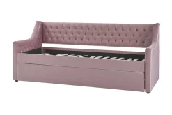 Velour Sofa & Fløyel Sofa-Dagseng 90 x 200 cm fløyel rosa MONTARGIS Lyserød