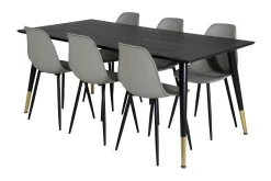 Venture Home Spisegrupper-Daicy Spisegruppe 180 cm inkl. 6 Ypas Stoler Svart
