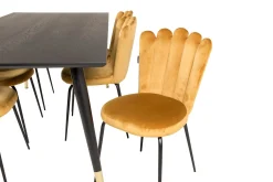 Spisegrupper-Daicy Spisegruppe 180 cm med 6 Limhamn Spisestoler Gul Messing,Svart