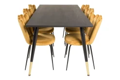 Spisegrupper-Daicy Spisegruppe 180 cm med 6 Limhamn Spisestoler Gul Messing,Svart
