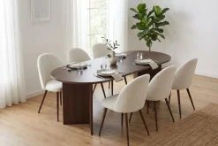 Spisegrupper-Dano Spisebord 180 cm med 6 Nibe Plus Spisestoler Hvit,Brun
