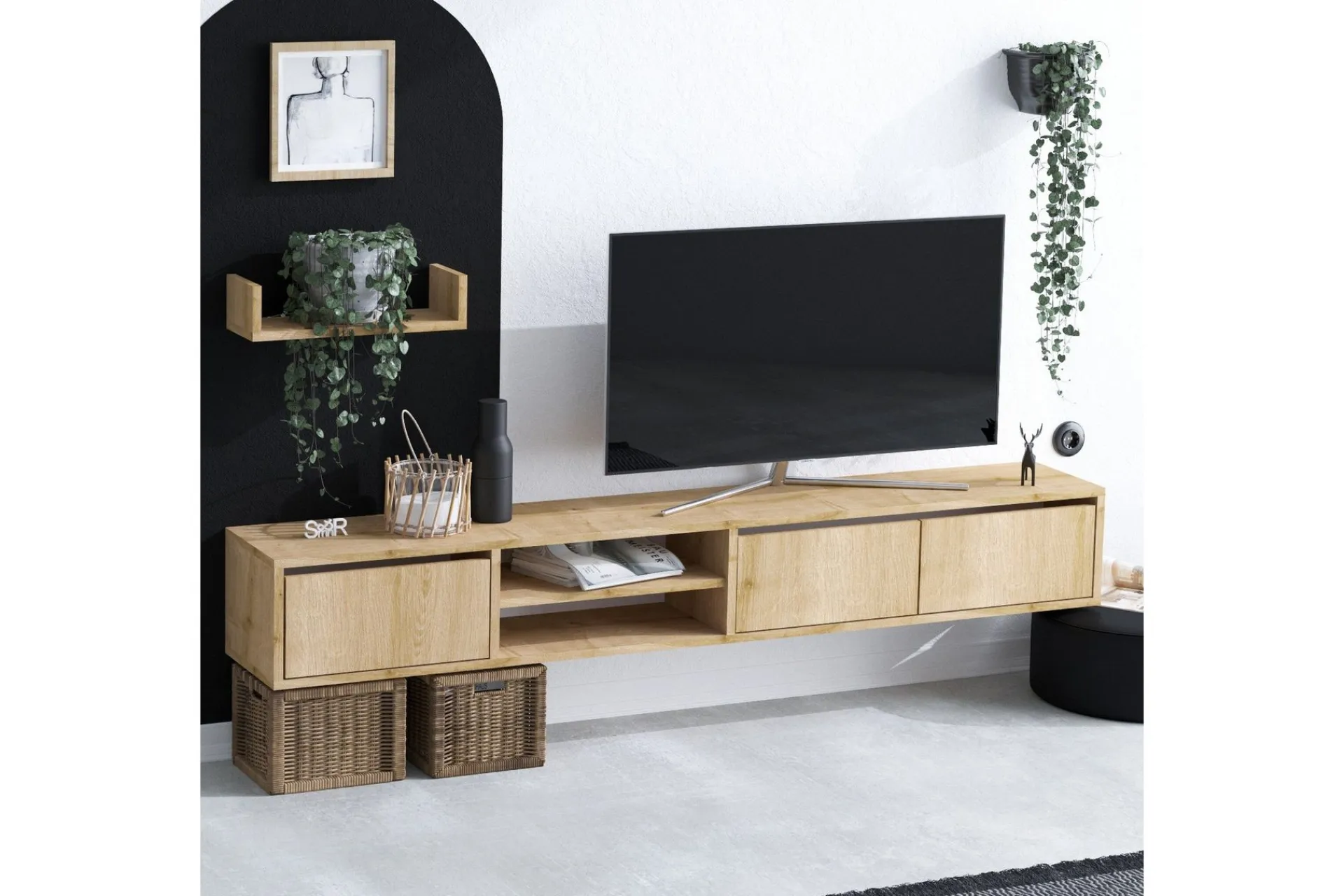 Tv-Møbelsett-Desgrar Tv-möbelset 180x25 cm Natur