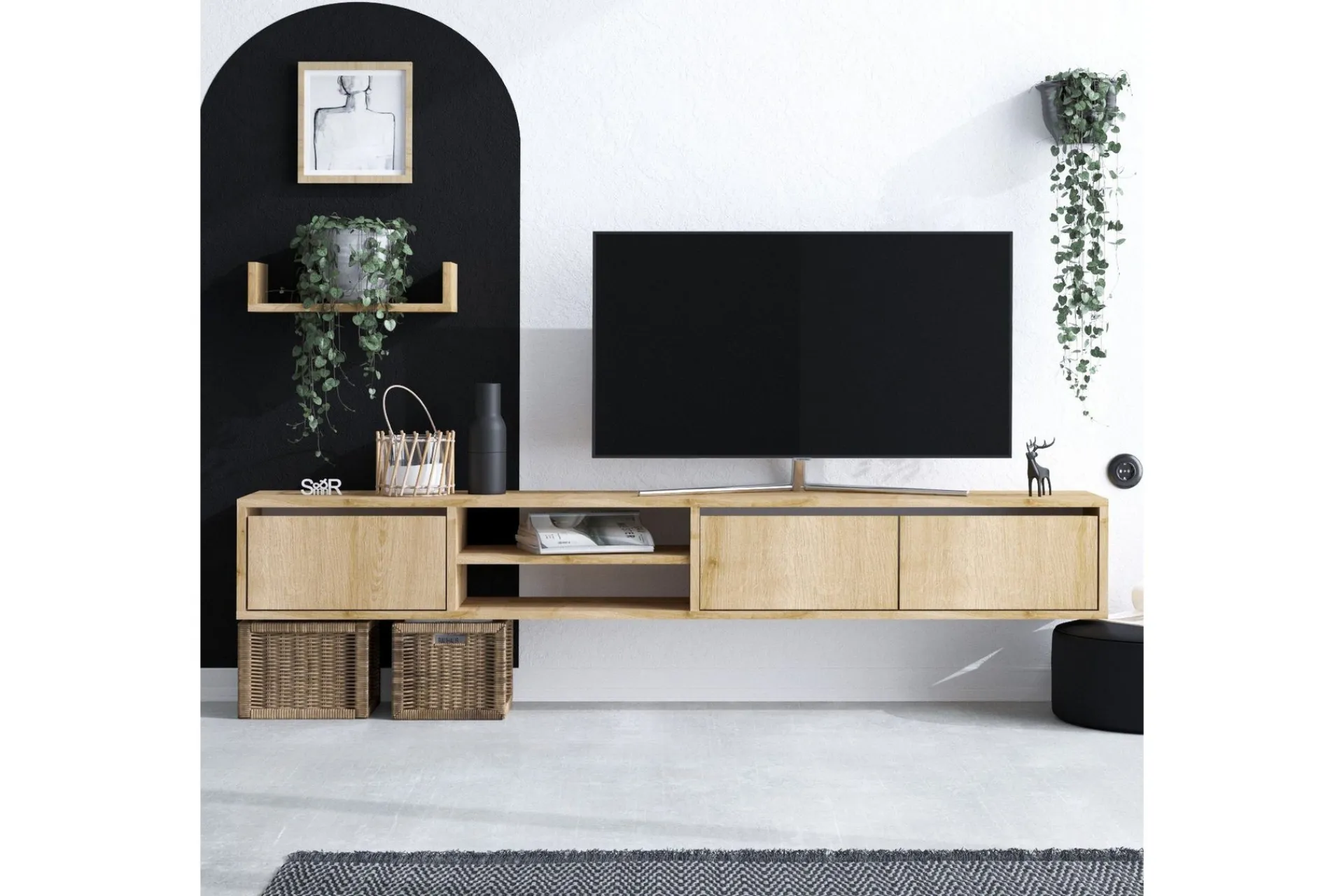 Tv-Møbelsett-Desgrar Tv-möbelset 180x25 cm Natur