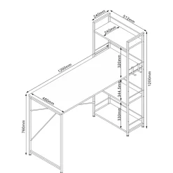 Kontorbord-Desk HOME4YOU eikebark / brun