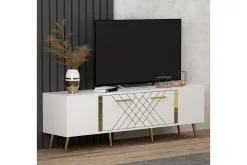 Tv-Benk & Mediabenk-Detas TV-benk 150x35 cm Hvit/Gull Vit/Guld