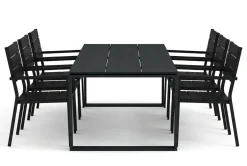 Comfort Garden Spisegrupper Hage-Devon utendørs spisegruppe 210x100 cm med 6 stablebare Tunis-stoler