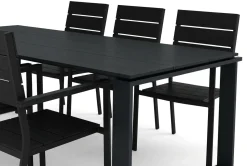 Comfort Garden Spisegrupper Hage-Devon utendørs spisegruppe 210x100 cm med 6 stablebare Tunis-stoler