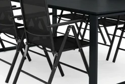 Comfort Garden Devon utendørs spisegruppe 210x100 cm med 6 Maggie regulerbare stoler