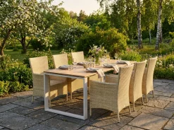Comfort Garden Spisegrupper Hage-Devon utendørs spisegruppe 210x100 cm med 6 Thor-stoler med armlener
