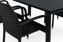 Comfort Garden Devon utendørs spisegruppe 210x100 cm med 6 Thor Light utestoler med armlener