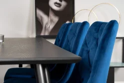 Venture Home Spisegrupper-Dipp Spisegruppe 180 cm Rektangulær med 6 Velvet Stoler Svart,Blå,Gull