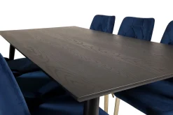 Venture Home Spisegrupper-Dipp Spisegruppe 180 cm Rektangulær med 6 Velvet Stoler Svart,Blå,Gull