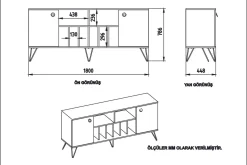 Sideboard & Skjenker-Dregrich Sidebord 180 cm Valnöt,Svart