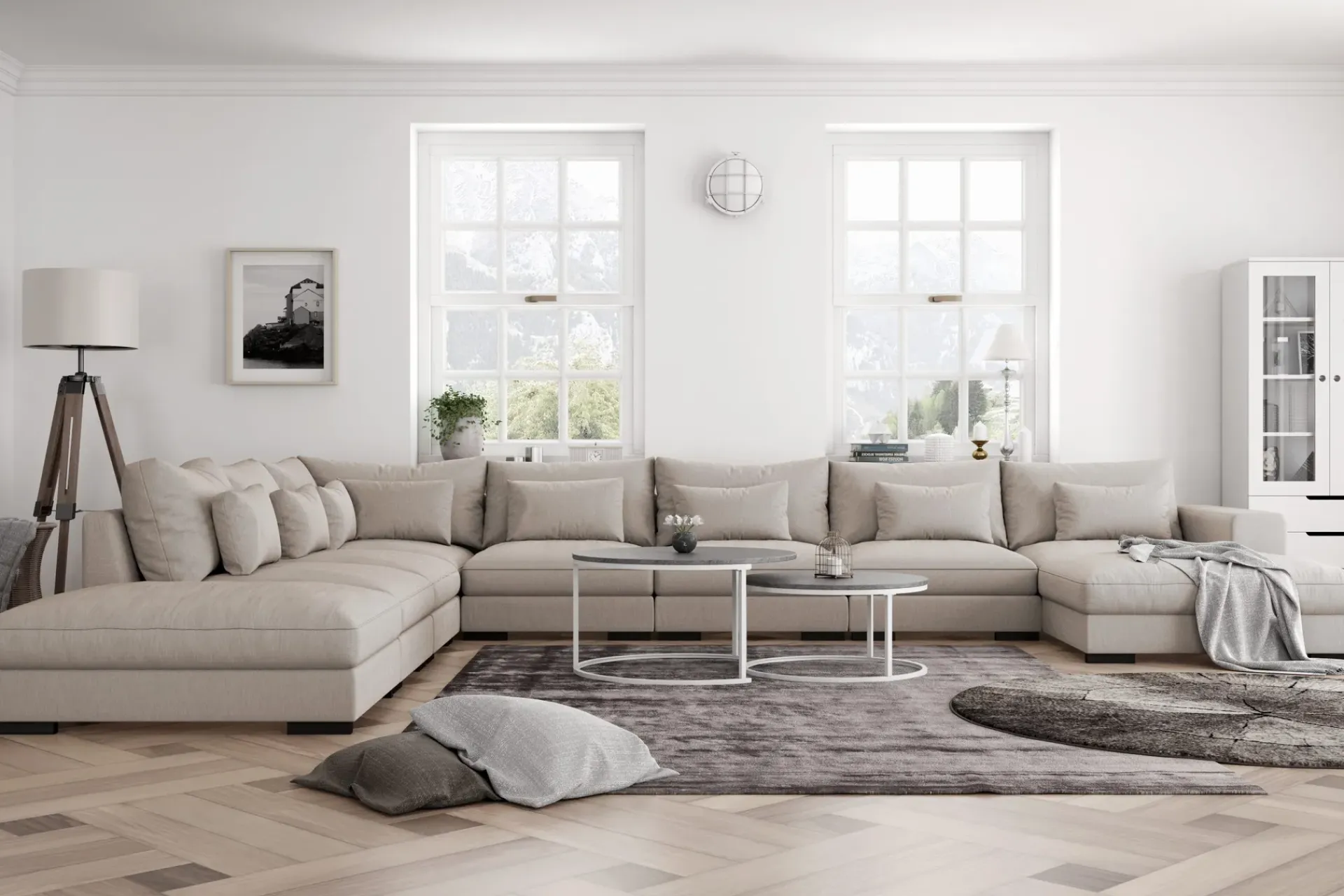 Scandinavian Choice U-Sofa-Dubai stor U-modulsofa byggbar med divan høyre ekstra dyp Beige