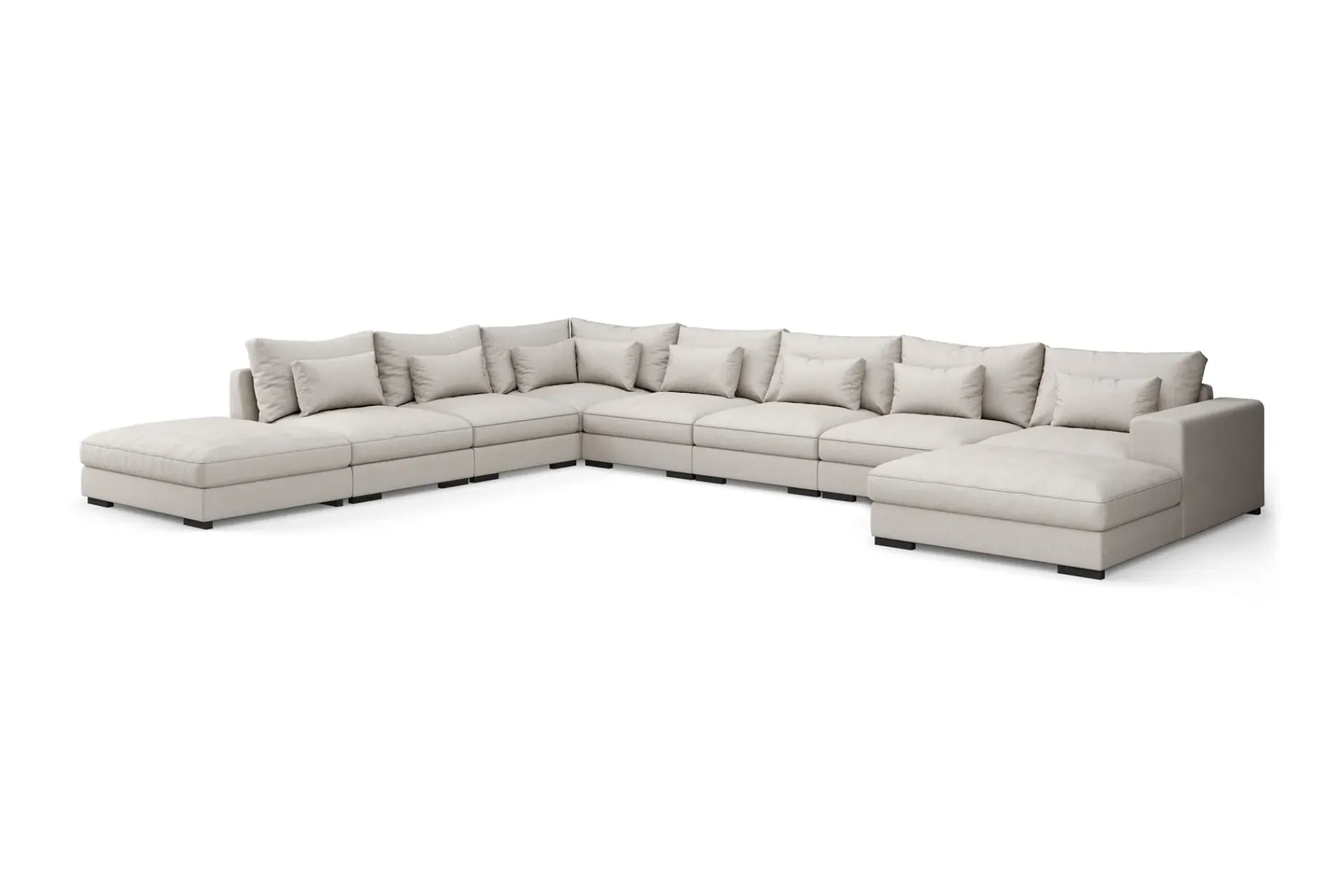 Scandinavian Choice U-Sofa-Dubai stor U-modulsofa byggbar med divan høyre ekstra dyp Beige