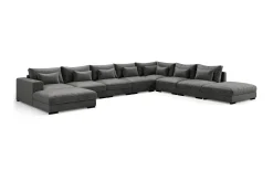 Scandinavian Choice Velour Sofa & Fløyel Sofa-Dubai stor U-modulsofa med divan venstre fløyel 527 cm ekstra dyp Mørkegrå
