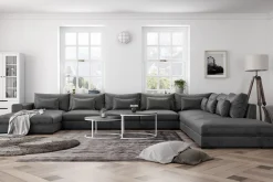 Scandinavian Choice Velour Sofa & Fløyel Sofa-Dubai stor U-modulsofa med divan venstre fløyel 527 cm ekstra dyp Mørkegrå