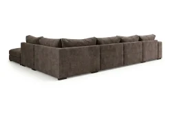 Scandinavian Choice 2 Seter Sofa|Sofa Med Sjeselong-Dubai U-modulsofa med divan høyre ekstra dyp i Chenille Mørkebrun