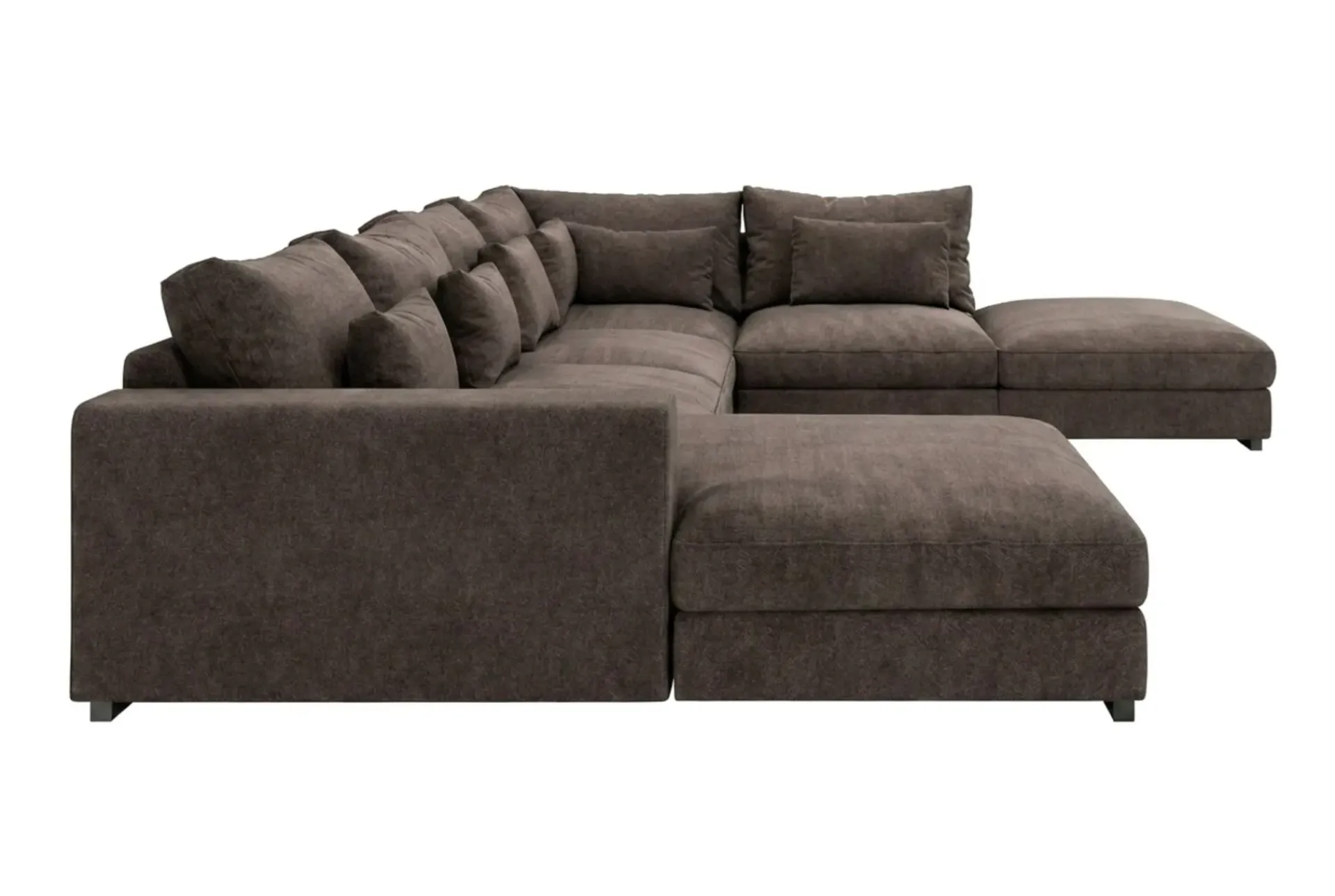 Scandinavian Choice 2 Seter Sofa|Sofa Med Sjeselong-Dubai U-modulsofa med divan høyre ekstra dyp i Chenille Mørkebrun