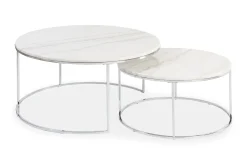 Stenexpo Gangbord|Avlastningsbord-Dubarry Sett med Runde Bord 60|80 cm Marmor,Krom