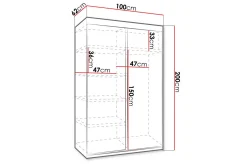Garderober & Garderobesystem-Dunkra Garderobe med Speil LED-belysning Blå 100 cm Mørkt asketre