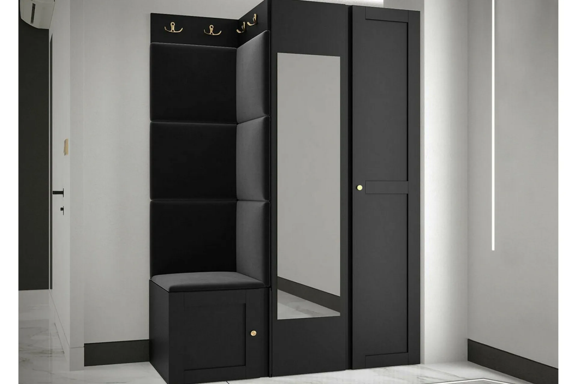 Garderober & Garderobesystem-Dunvegan Garderob m. Spegel Black Svart