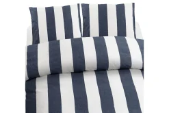 Sengetøysett & Dynetrekksett-Dynetrekksett Dobbeltseng 3-Dels Block Stripe Marineblå