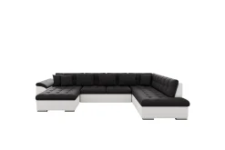 Majestic Furniture U-Sofa-Dynir Sofa med Sjeselong og Divan 4-seter Hvit,Svart