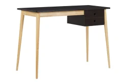 Kontorbord-Ebeme Skrivebord 106 cm med Oppbevaring 2 Skuffer Svart