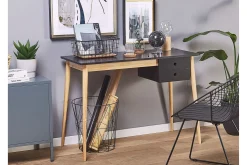 Kontorbord-Ebeme Skrivebord 106 cm med Oppbevaring 2 Skuffer Svart