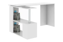 Kontorbord-Elegancia Skrivebord 130 cm med Oppbevaringshyller L-form Hvit