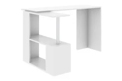 Kontorbord-Elegancia Skrivebord 130 cm med Oppbevaringshyller L-form Hvit
