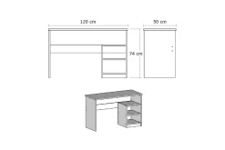 Kontorbord-Elegancia Skrivebord 120 cm med Oppbevaring 2 Hyller Hvit