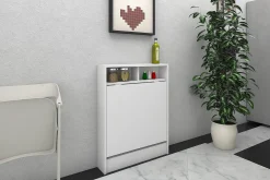 Kontorbord-Elegancia Veggskrivebord 70cm med Oppbevaringshylle Sammenle Hvit