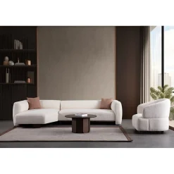 Sofa Med Sjeselong-Elvaris 4-seters sofa med Sjeselong Hvit