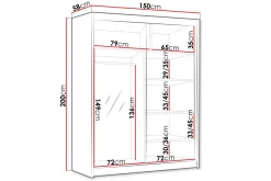Garderober & Garderobesystem|Knaggerekke-Emet Garderobe med Speil 150x200 cm Hvit