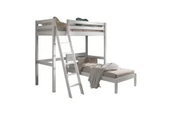 Barneseng & Juniorseng-Enkeltseng og matchende sammenrullbar ryggelamellbunn Pino Mezzanine 90 x 200 cm Hvit