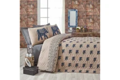 Sengeteppe-Eponj Home Sengeteppe Dobbelt 200x220+2 Putetrekk Quiltet Brun,Beige,Blå