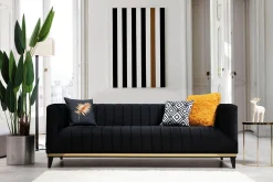 Velour Sofa & Fløyel Sofa-Esquimalt Sofa 3-seters Svart