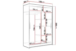 Estella Garderobe 120 cm Skyvedører