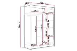 Garderober & Garderobesystem-Estella Garderobeskap med Speil 120x200 cm Hvit