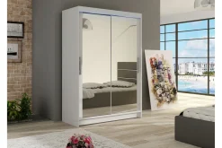 Garderober & Garderobesystem-Estella Garderobeskap med Speil 120x200 cm Hvit
